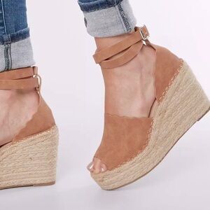 CCOCCI Jade Espradille Wedge Sandal, Faux suede, size 10